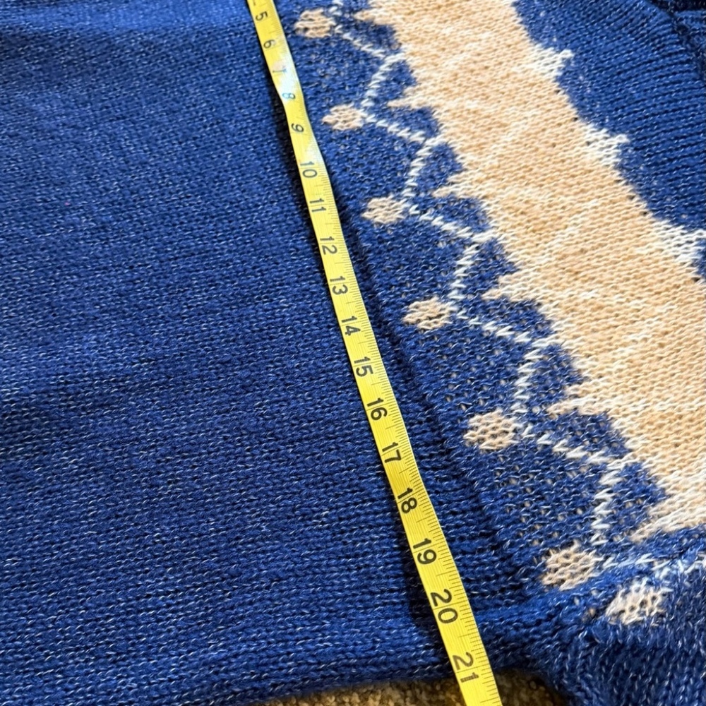 Navy Blue and Cream Fair Isle Crewneck Sweater - Picture 4 of 7